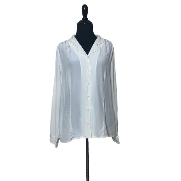 Pendleton cream silk long sleeves button shirt blouse size 14 - Picture 5 of 15